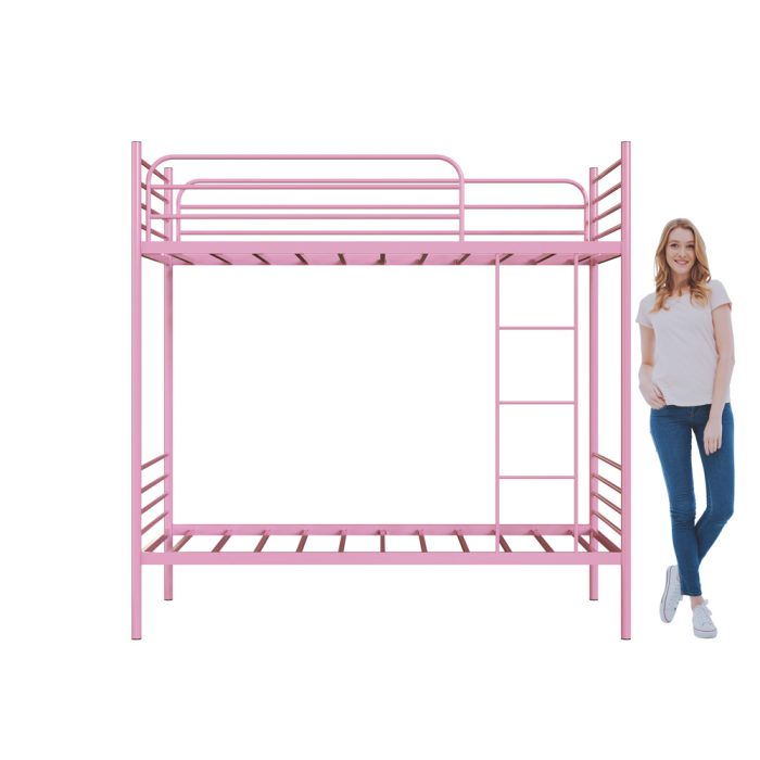 Beliche Solteiro em Ferro James Rosa bebe - Imagem 5