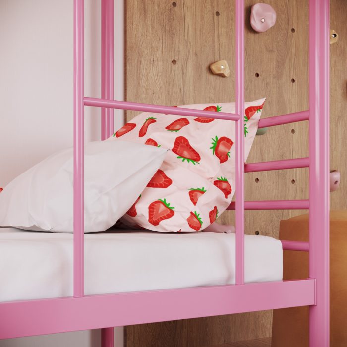 Beliche Solteiro em Ferro James Rosa bebe - Imagem 2