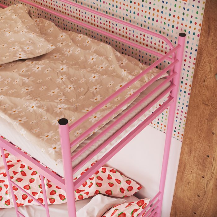 Beliche Solteiro em Ferro James Rosa bebe - Imagem 3