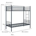 Beliche Solteiro em Ferro James - Cinza - Imagem 4