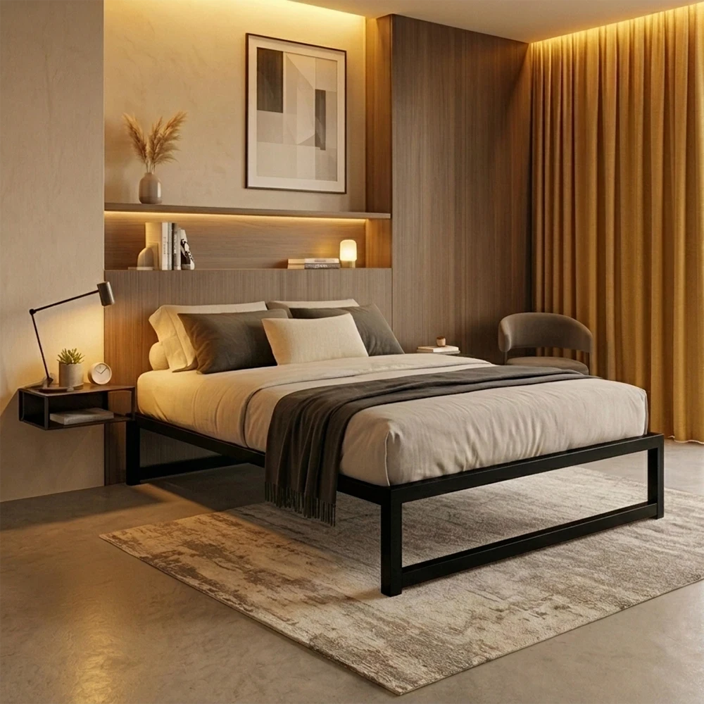 CCX-206-001-cama-turca-casal-eden-preto-01 Cama Turca de Ferro Casal Éden - preto — vista frontal | Camas e Beliches