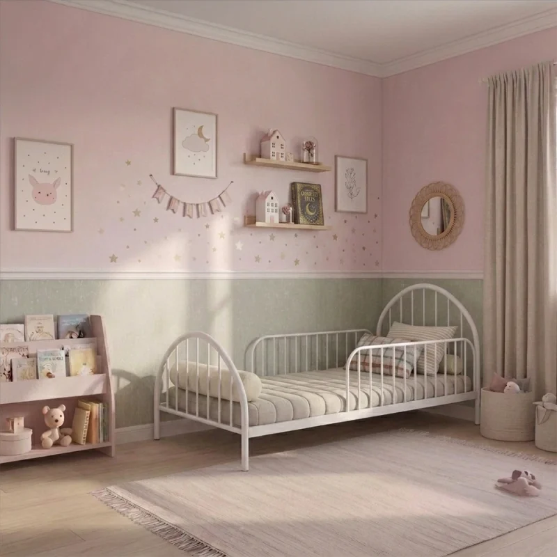 Mini Cama Infantil Montessoriana de Ferro Hope - branco — vista ampla | Camas e Beliches